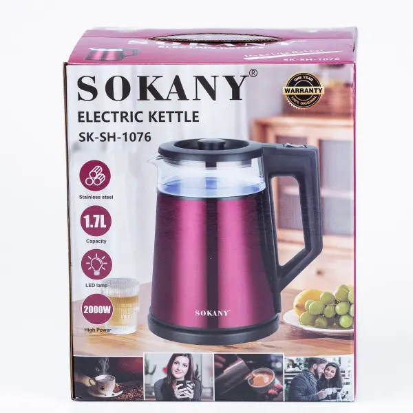 Електрочайник Sokany SK-SH-1076B Electric Kettle 2000W 1.7l_SKSH1076B_Milantium_6