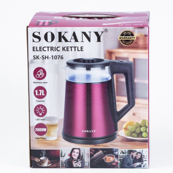 Електрочайник Sokany SK-SH-1076B Electric Kettle 2000W 1.7l Серій_SKSH1076GOLD_Milantium_4