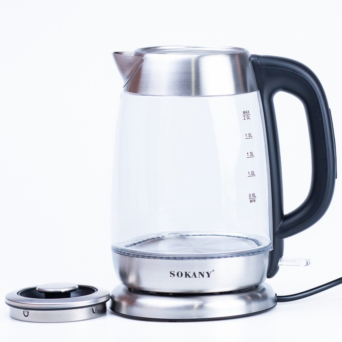 Електрочайник Sokany SK-SH-1069 Electric Kettle 2000W 2l прозорий чайник_SKSH1069_Milantium_2