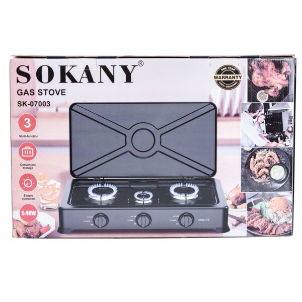 Газова плита настільна 3 конфорки Sokany міні пічка переносна для дачі_SK07003_Milantium_4