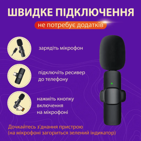Мікрофон петличний для телефону K9 бездротовий bluetooth петличка на одяг професійна HP176092_HP176092_Milantium_5