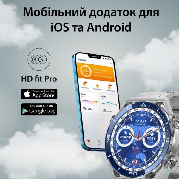Смарт годинник чоловічі водонепроникні розумні годинники з nfc годинник для вимірювання тиску Сірий_UR154G_Milantium_3