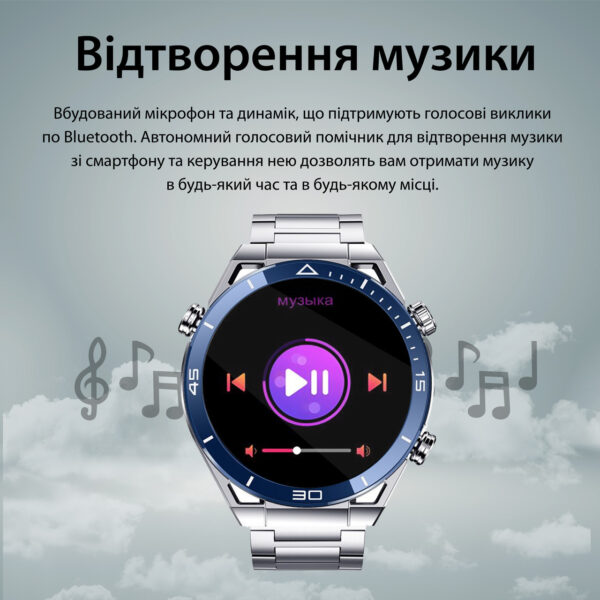 Смарт годинник чоловічі водонепроникні розумні годинники з nfc годинник для вимірювання тиску Сірий_UR154G_Milantium_4