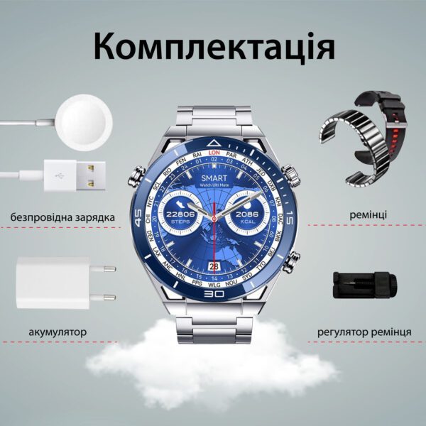 Смарт годинник чоловічі водонепроникні розумні годинники з nfc годинник для вимірювання тиску Сірий_UR154G_Milantium_6
