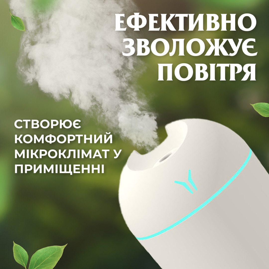 Зволожувач повітря USB Colorfull Humidifier 250ml зволожувач для повітря Білий_HPBH14605W_Milantium_2