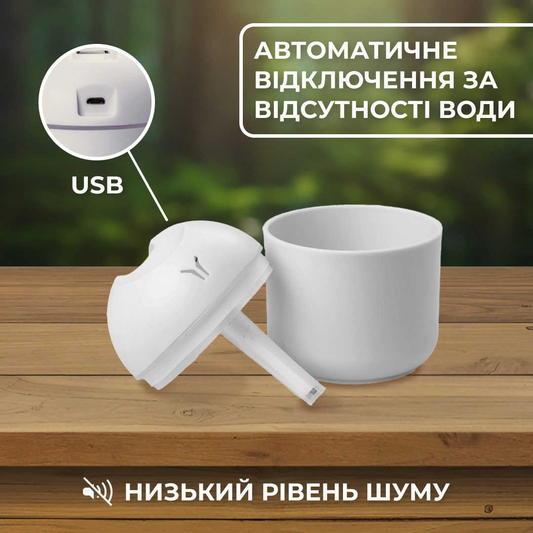 Зволожувач повітря USB Colorfull Humidifier 250ml зволожувач для повітря Білий_HPBH14605W_Milantium_4