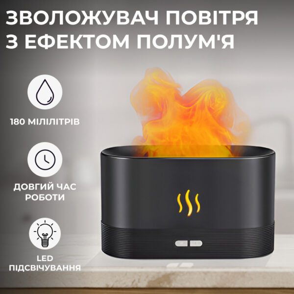 Зволожувач повітря Flame Aroma Diffuser міні зволожувач повітря_HPBH14222B_Milantium_2