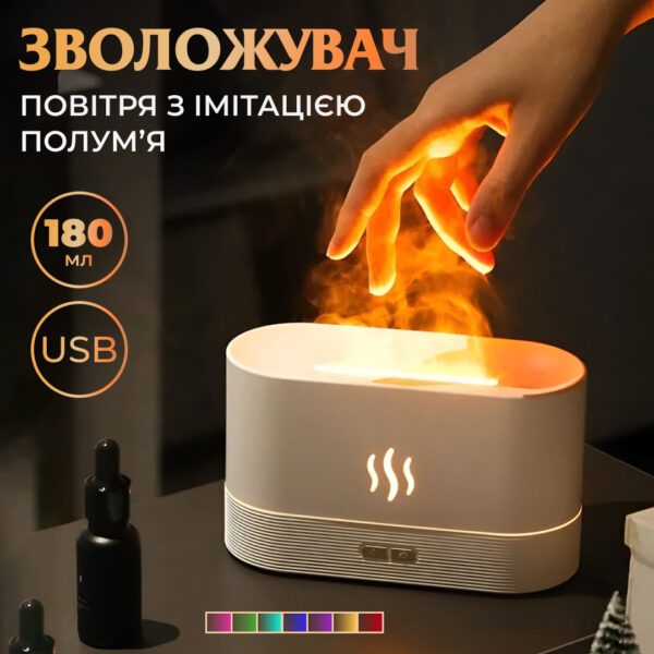 Зволожувач повітря Flame Aroma Diffuser міні зволожувач повітря Білий_HPBH14222W_Milantium_2
