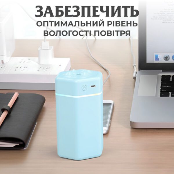 Зволожувач повітря для дому портативний USB 300 мл ароматичний дифузор з підсвічуванням Блакитний_HPBH16987BL_Milantium_6