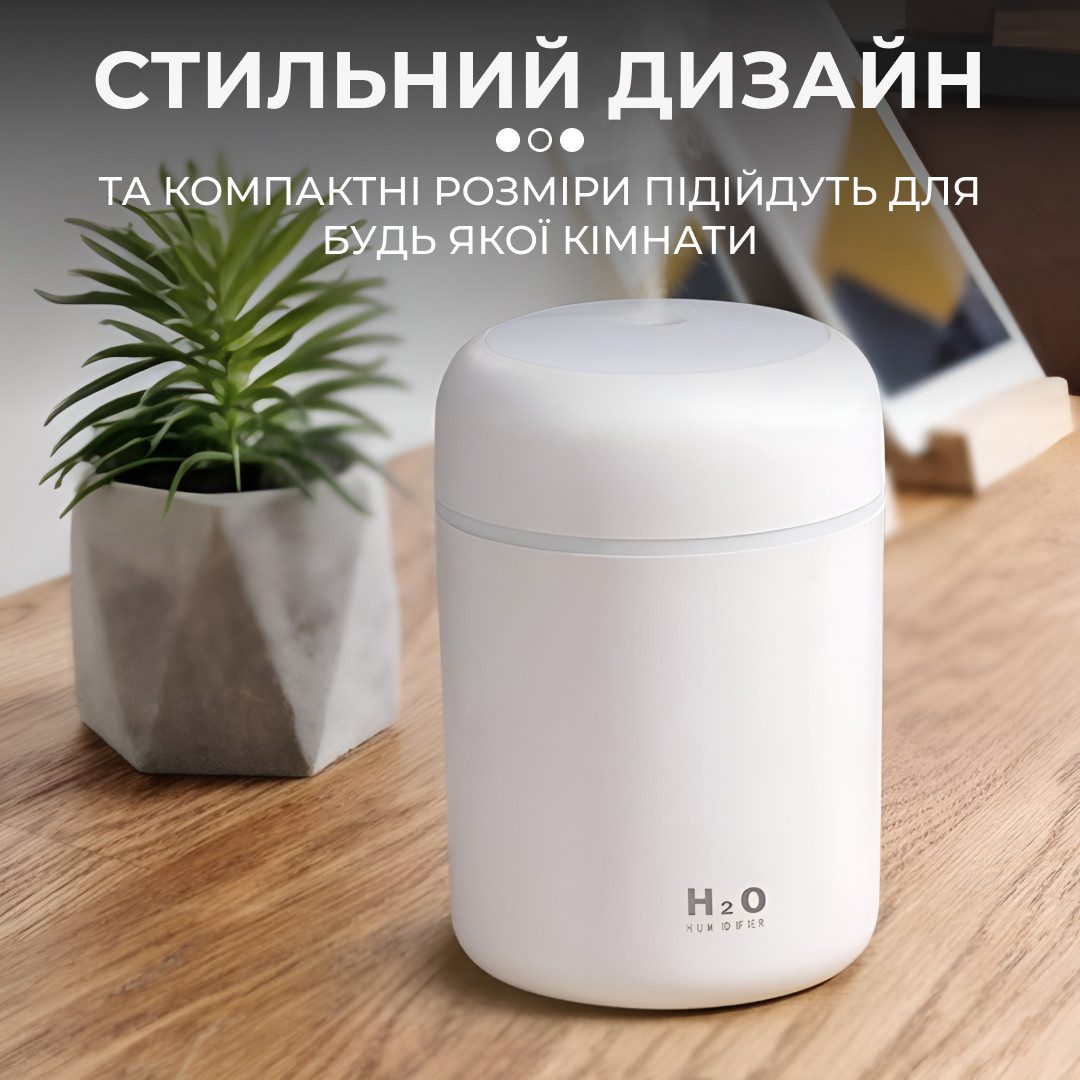Зволожувач повітря H2O Humidifier USB 300ml очищувач зволожувач повітря Білий_HPBH15566W_Milantium_3