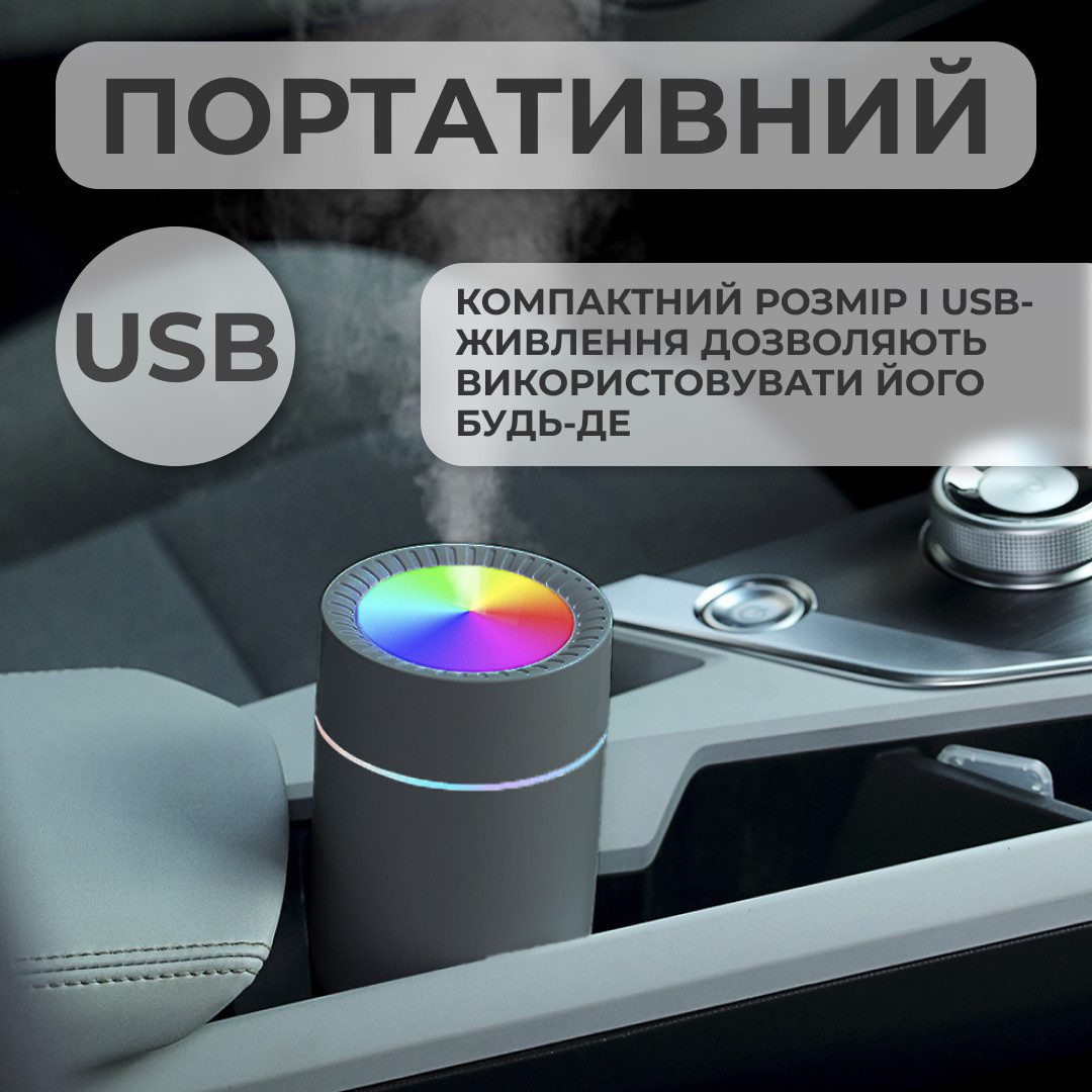 Зволожувач повітря Humidifier USB 350ml White міні зволожувач повітря Сірий_HPBH17166G_Milantium_6