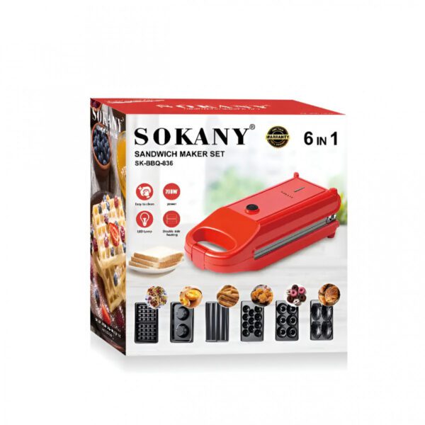 Мультипекарь 6 в 1 Sokany для вафель • пончиків дончиків • яєчного тарта • попкейка • мадленок • чуррос_SKBBQ836_Milantium_2