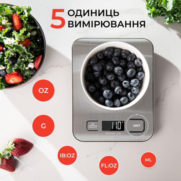 Кухонні ваги електронні 5 кг Sokany кулінарні на батарейках 2AAA точні домашні харчові для їжі_ZD3SL_Milantium_6
