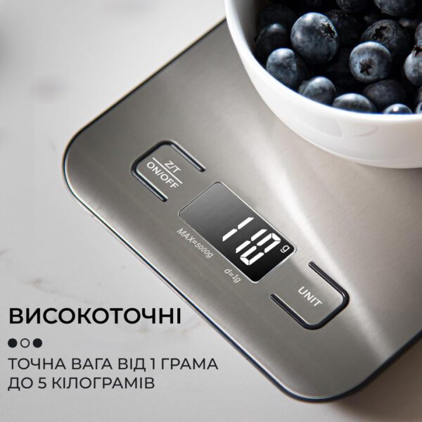 Кухонні ваги електронні 5 кг Sokany кулінарні на батарейках 2AAA точні домашні харчові для їжі_ZD3SL_Milantium_7