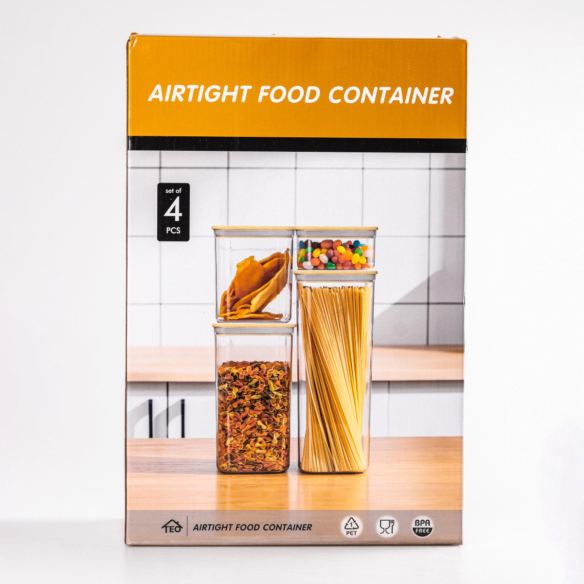 Банки для сипучих продуктів набір з 4 шт скляні ємності для зберігання з кришкою_HP531HS2110191_Milantium_4