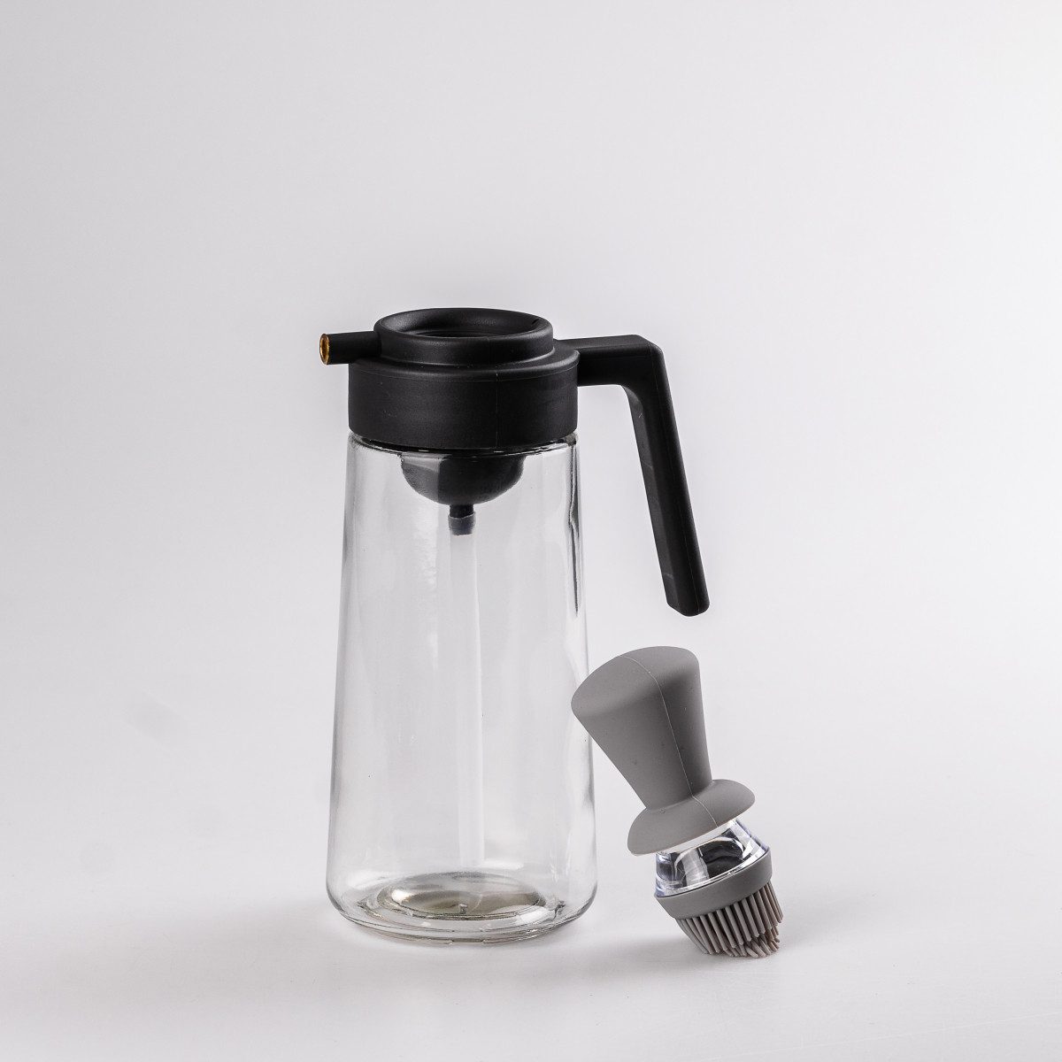 Пляшка для олії скляна 2 в 1 з корком і силіконовим пензликом 320 мл Білий_HP531ZMJ26_Milantium_3