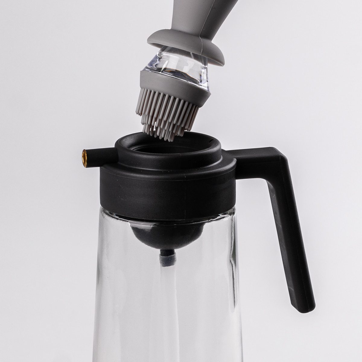 Пляшка для олії скляна 2 в 1 з корком і силіконовим пензликом 320 мл Білий_HP531ZMJ26_Milantium_4