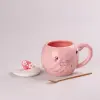 Чашка керамічна Flamingo 500мл з кришкою і ложкою чашки для кави Smile_HPCY8276SM_Milantium_2