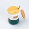 Чашка керамічна з бамбуковою кришкою та ручкою 400 мл Зелена_HP7204GR_Milantium_3