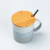 Чашка з бамбуковою кришкою та ложкою керамічна 350 мл Сіра_HP7201G_Milantium_3