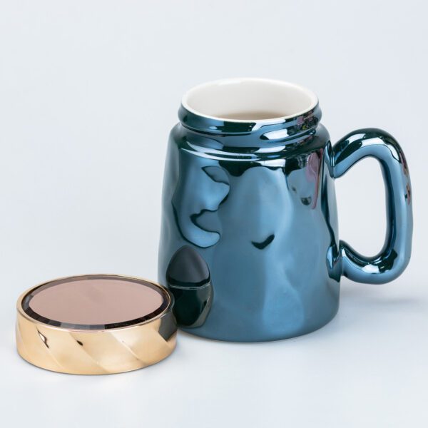 Чашка з кришкою 450 мл керамічна в дзеркальній глазурі Зелена_HP7195GR_Milantium_3