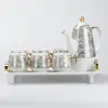 Чайний сервіз на таці чашки та чайник для заварювання 7 предметів_HP6166_Milantium_2