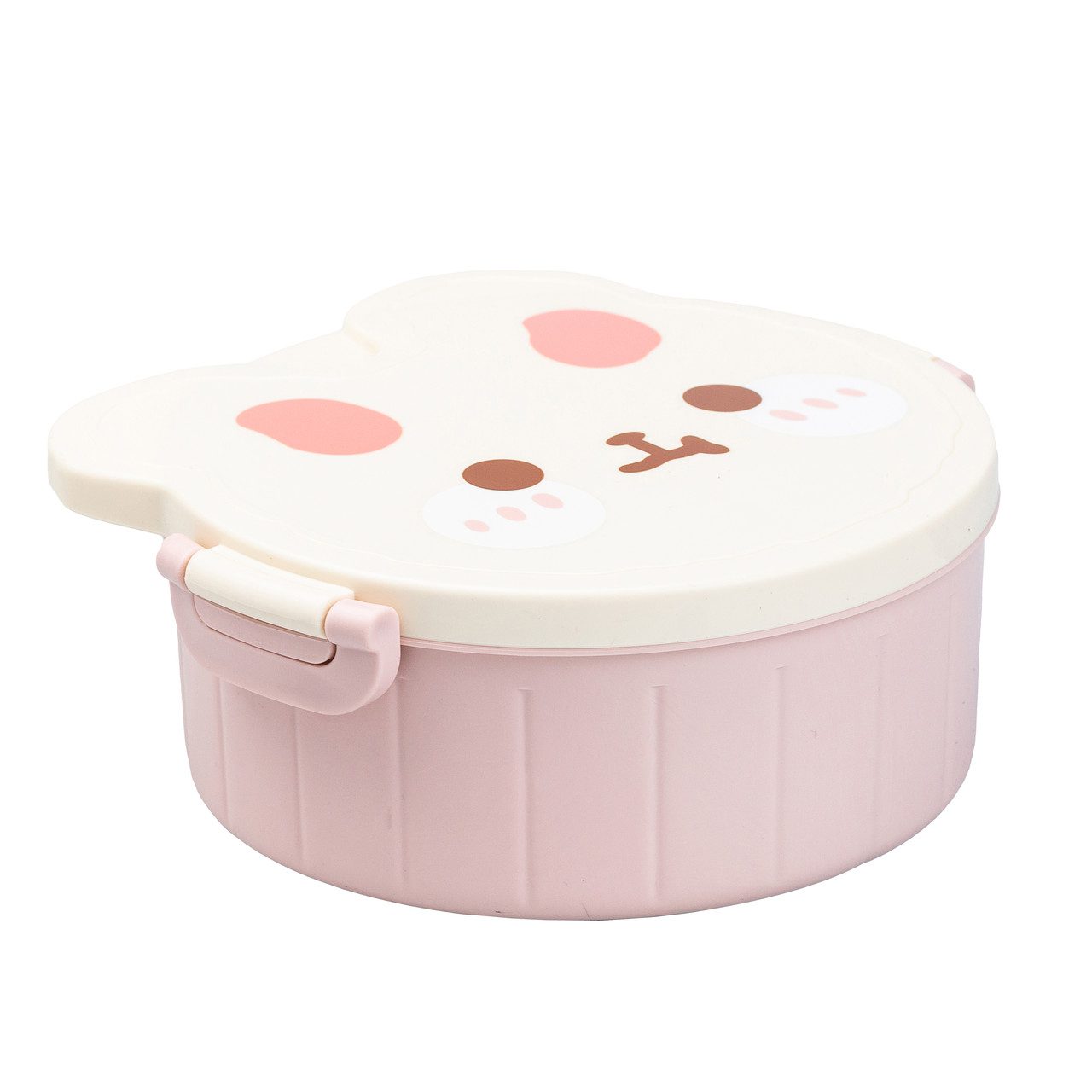 Детская коробка для ланча в трех секциях 950 мл пластиковий з вилкою та ложкою "Ведмедик" Рожевий HP12270_HP12270_Milantium_3