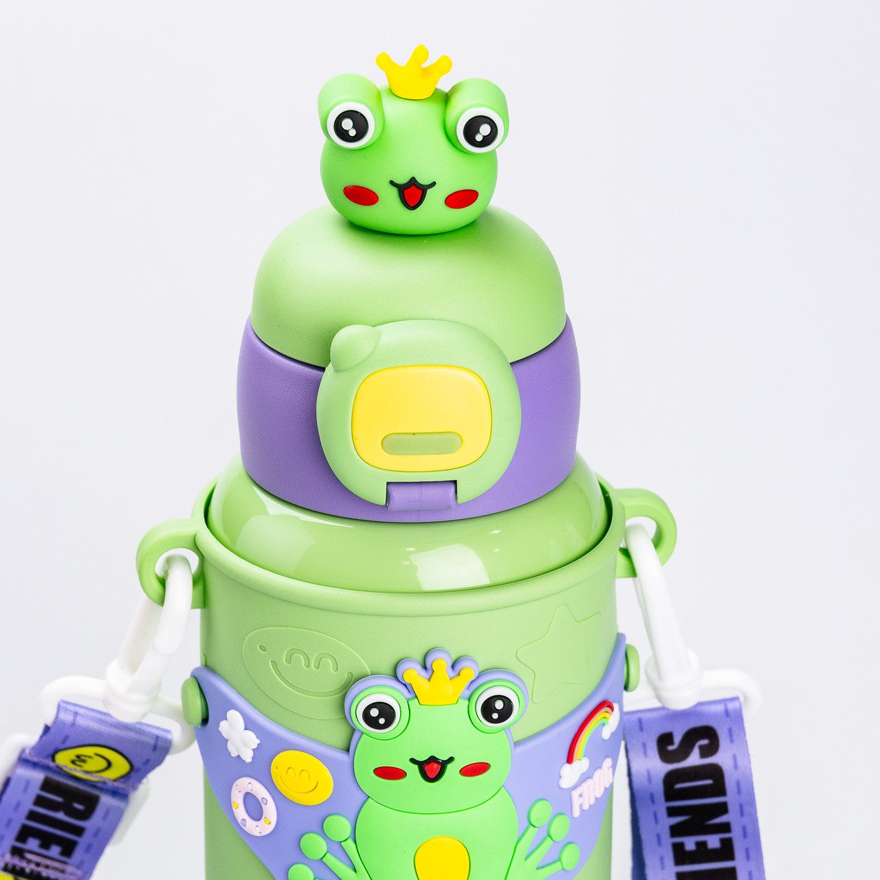 Термос поїльник для дітей з трубочкою з ремінцем та силіконовим чохлом дитячий 450 (мл) Зелений_HP18308GR_Milantium_2