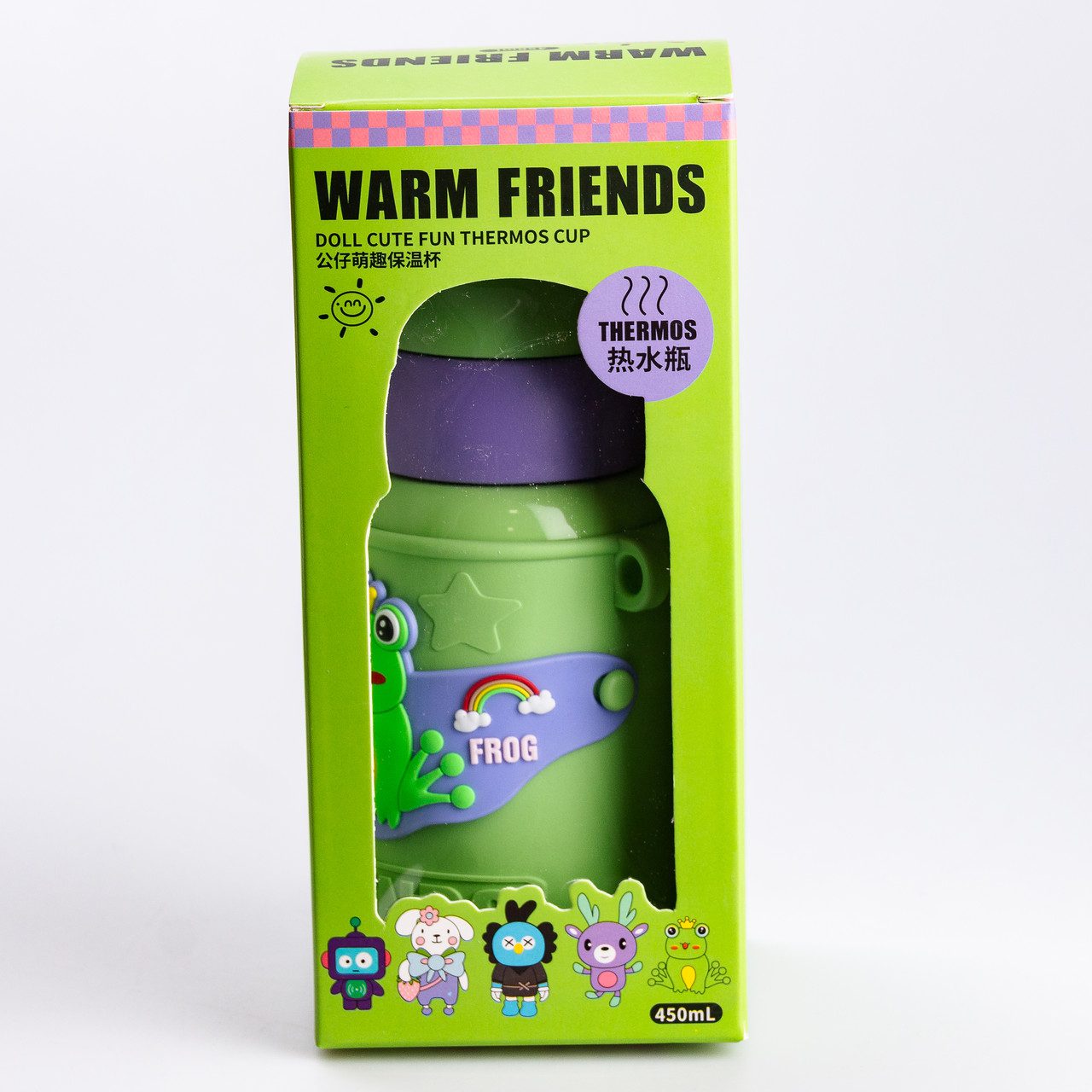 Термос поїльник для дітей з трубочкою з ремінцем та силіконовим чохлом дитячий 450 (мл) Зелений_HP18308GR_Milantium_5