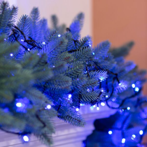 Гірлянда нитка 10м на 200 LED лампочок світлодіодна чорний провід 8 режимів роботи Синій M200LEDBL_M200LEDBL_Milantium_2