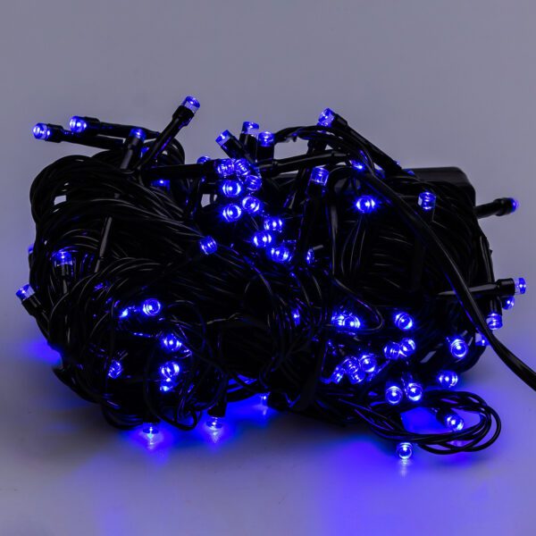 Гірлянда нитка 10м на 200 LED лампочок світлодіодна чорний провід 8 режимів роботи Синій M200LEDBL_M200LEDBL_Milantium_7