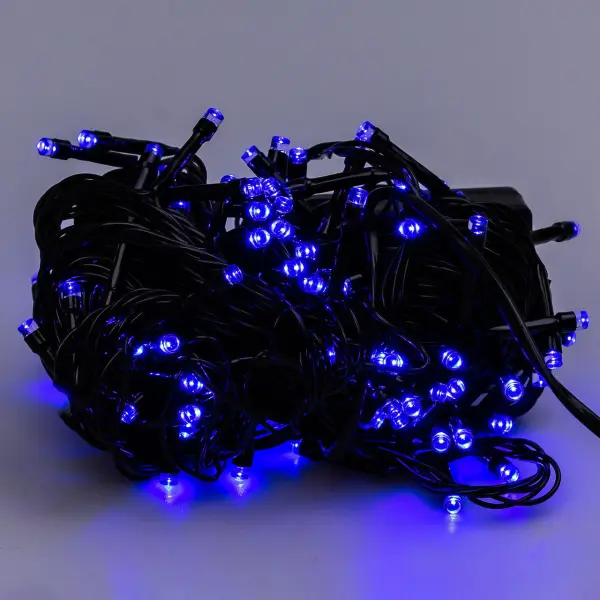 Гірлянда нитка 10м на 200 LED лампочок світлодіодна чорний провід 8 режимів роботи Синій M200LEDBL_M200LEDBL_Milantium_7
