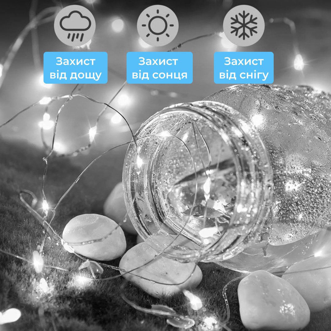 Гірлянда світлодіодна на батарейках GarlandoPro 30LED 3м мідний дріт гірлянди роса Білий_1733019W_Milantium_4