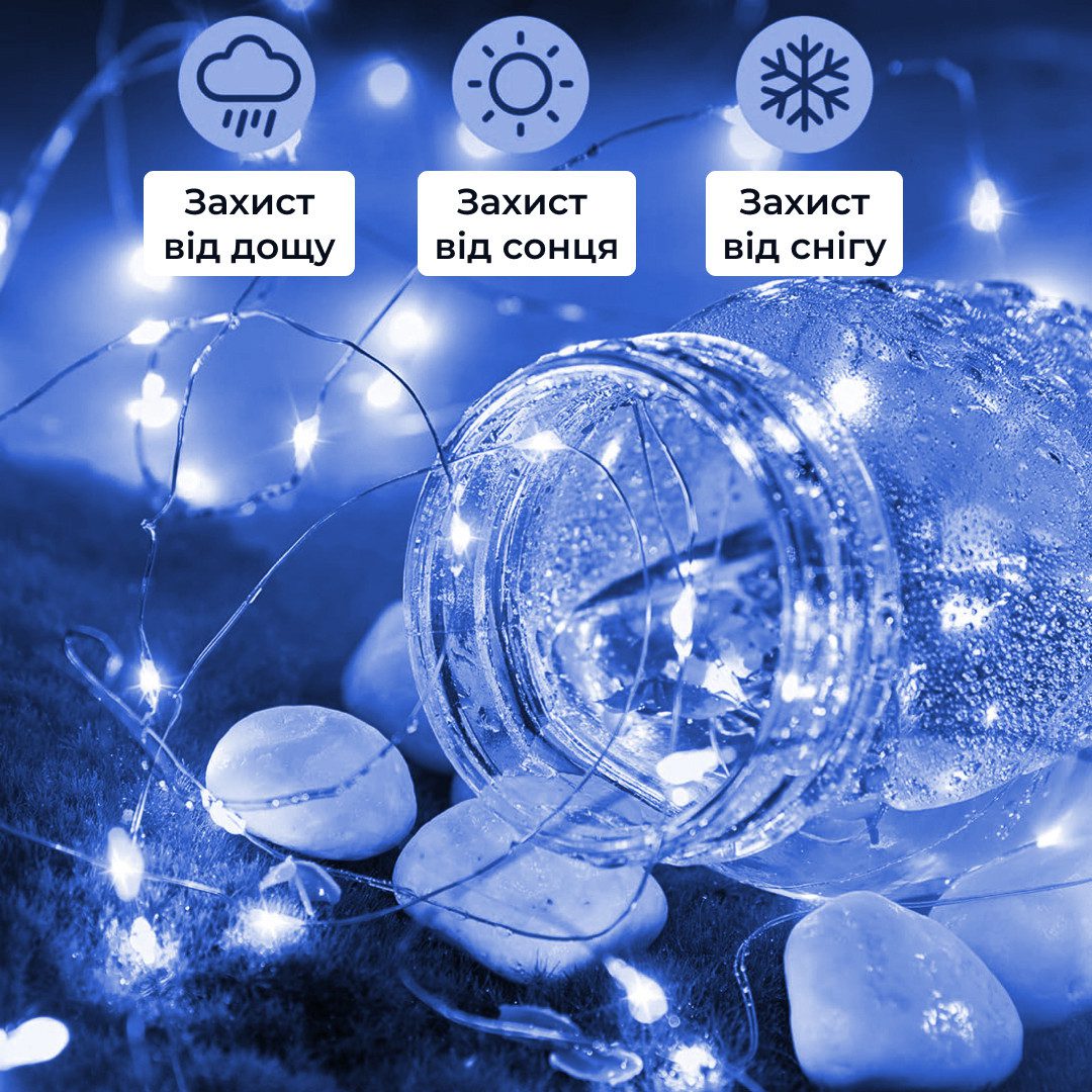 Гірлянда світлодіодна на батарейках GarlandoPro 30LED 3м мідний дріт гірлянди роса Синій 1733018BL_1733018BL_Milantium_4
