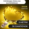 Гірлянда світлодіодна на батарейках GarlandoPro 30LED 3м мідний дріт гірлянди роса Жовтий_1733020Y_Milantium_1