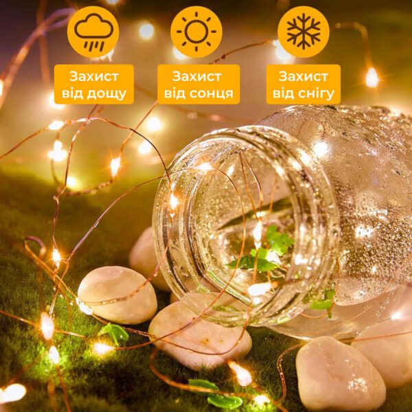 Гірлянда світлодіодна на батарейках GarlandoPro 30LED 3м мідний дріт гірлянди роса Жовтий_1733020Y_Milantium_5