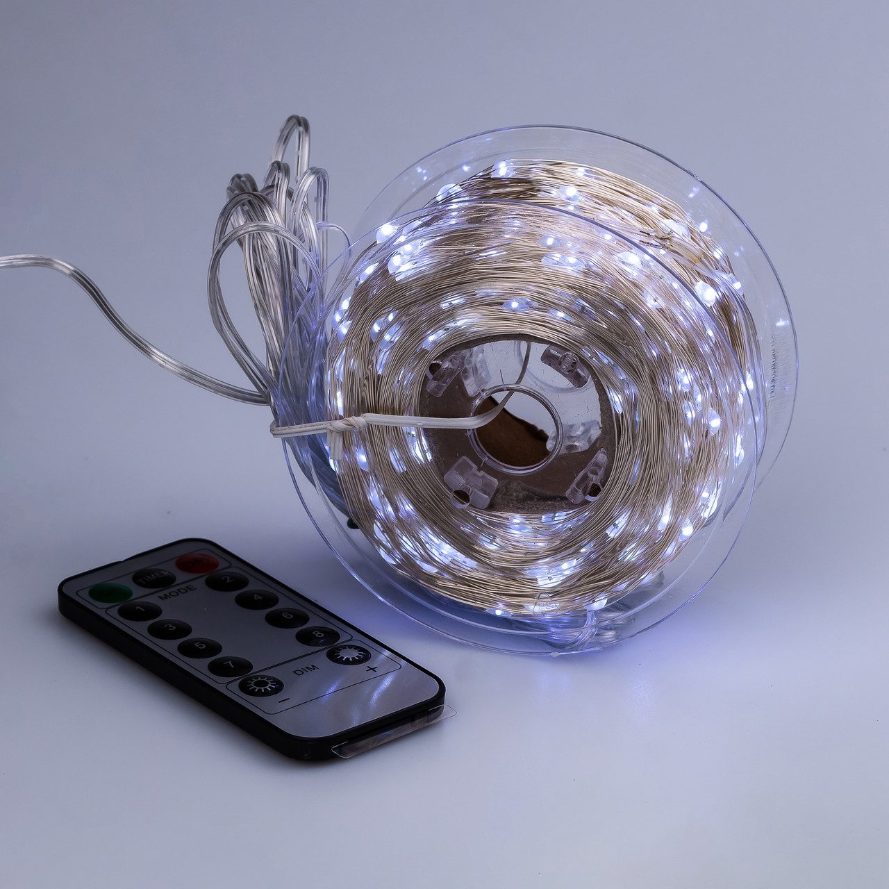 Гірлянда Роса Крапля 100 метров 1000 LED світлодіодна гірлянда в котушці мідний провід 8 функцій + пульт Білий_1733039W_Milantium_2