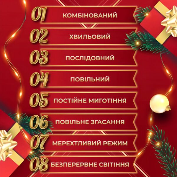 Гірлянда Роса Крапля 50 метрів 500 LED лампочок світлодіодна гірлянда в котушці мідний дріт 50 м 8 функцій + пульт Жовтий_1733036Y_Milantium_5