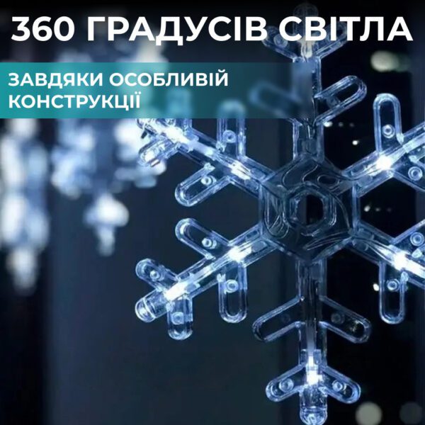 Гирлянда светодиодная штора GarlandoPro снежинка и звезда 12 фігур 3х1м гірлянда зірка Білий 1733064W_1733064W_Milantium_4