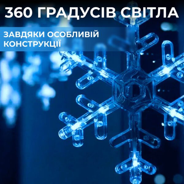 Гірлянда світлодіодна штора GarlandoPro сніжинка і зірка 12 фігур 3х1 м гірлянда зірка Синій 1733062BL_1733062BL_Milantium_4
