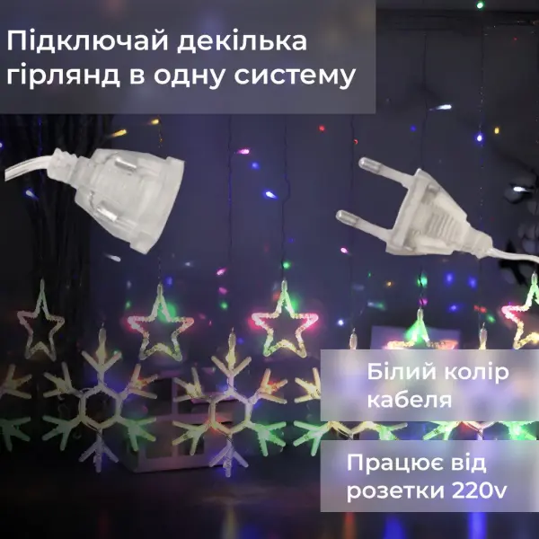 9 м сніжинка зірка на 145 LED лампочок світлодіодна 10 шт 1733065ML_1733065ML_Milantium_1