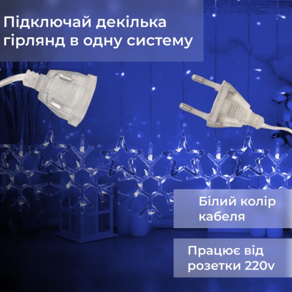 9 м сніжинка зірка на 145 LED лампочок світлодіодна 10 шт Синій 1733066BL_1733066BL_Milantium_1