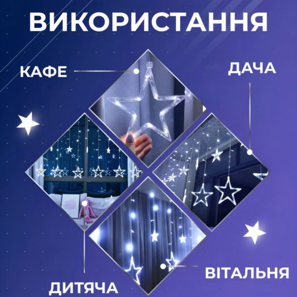 Гірлянда штора світлодіодна GarlandoPro зірка та ялинка 120LED 3х0