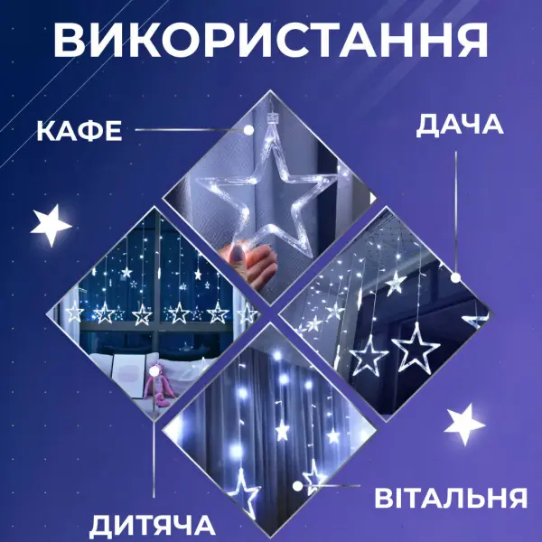 Гірлянда штора світлодіодна GarlandoPro зірка та ялинка 120LED 3х0