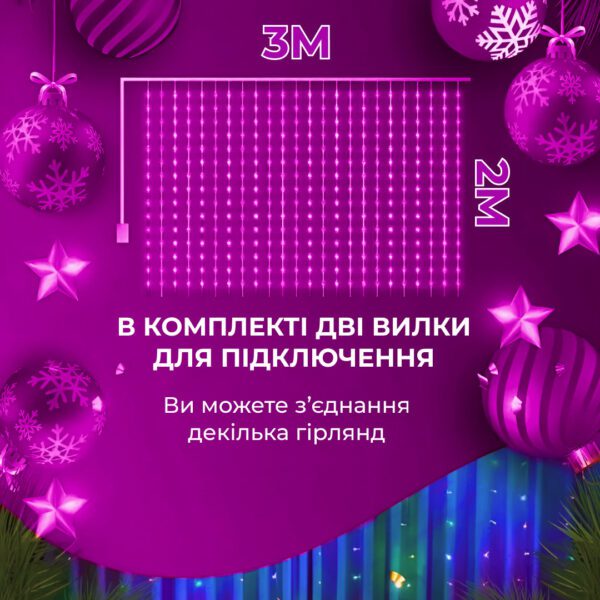 Гірлянда штора світлодіодна GarlandoPro Роса 200LED 3х2м 10 ліній 8 режимів гірлянда крапля роси 173301ML_173301ML_Milantium_5