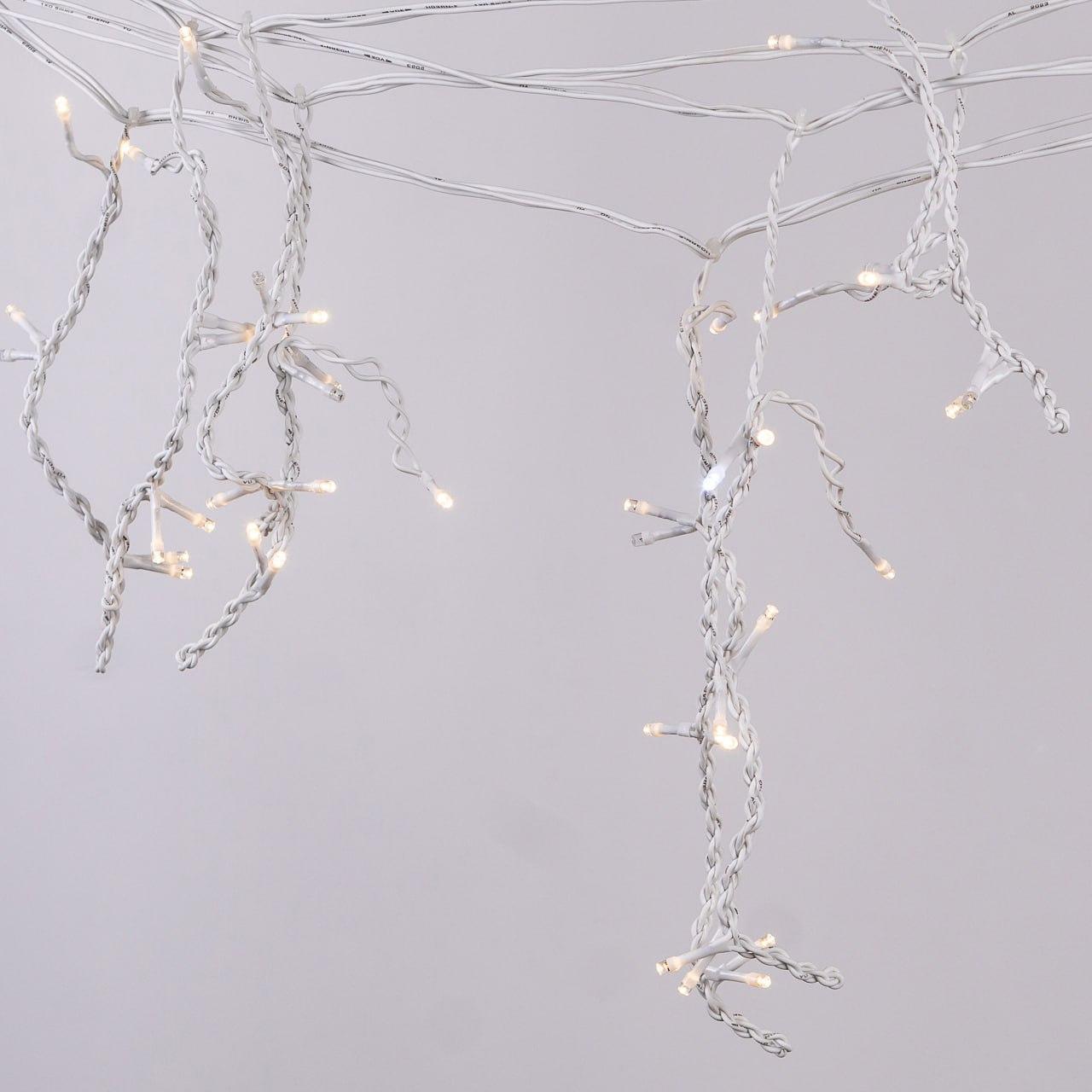 Гірлянда вулична світлодіодна 200 LED 12 метрів білий дріт бахрома 55 ниток Жовтий_12МWY_Milantium_2