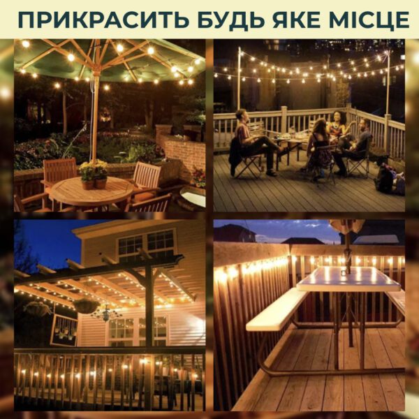Вулична гірлянда лампочки GarlandoPro гірлянда вулична ретро світлодіодна 1733074Y G20 20LED 5m_1733074Y_Milantium_3