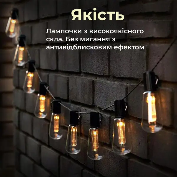 Вулична гірлянда лампочки GarlandoPro гірлянда вулична ретро світлодіодна 1733074Y G20 20LED 5m_1733074Y_Milantium_4