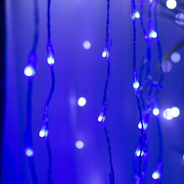 Гірлянда Водоспад 3х2 м 210 LED (480 L) лампочок світлодіодна прозорий дріт 10 ниток 8 режимів Синій_1733046BL_Milantium_7