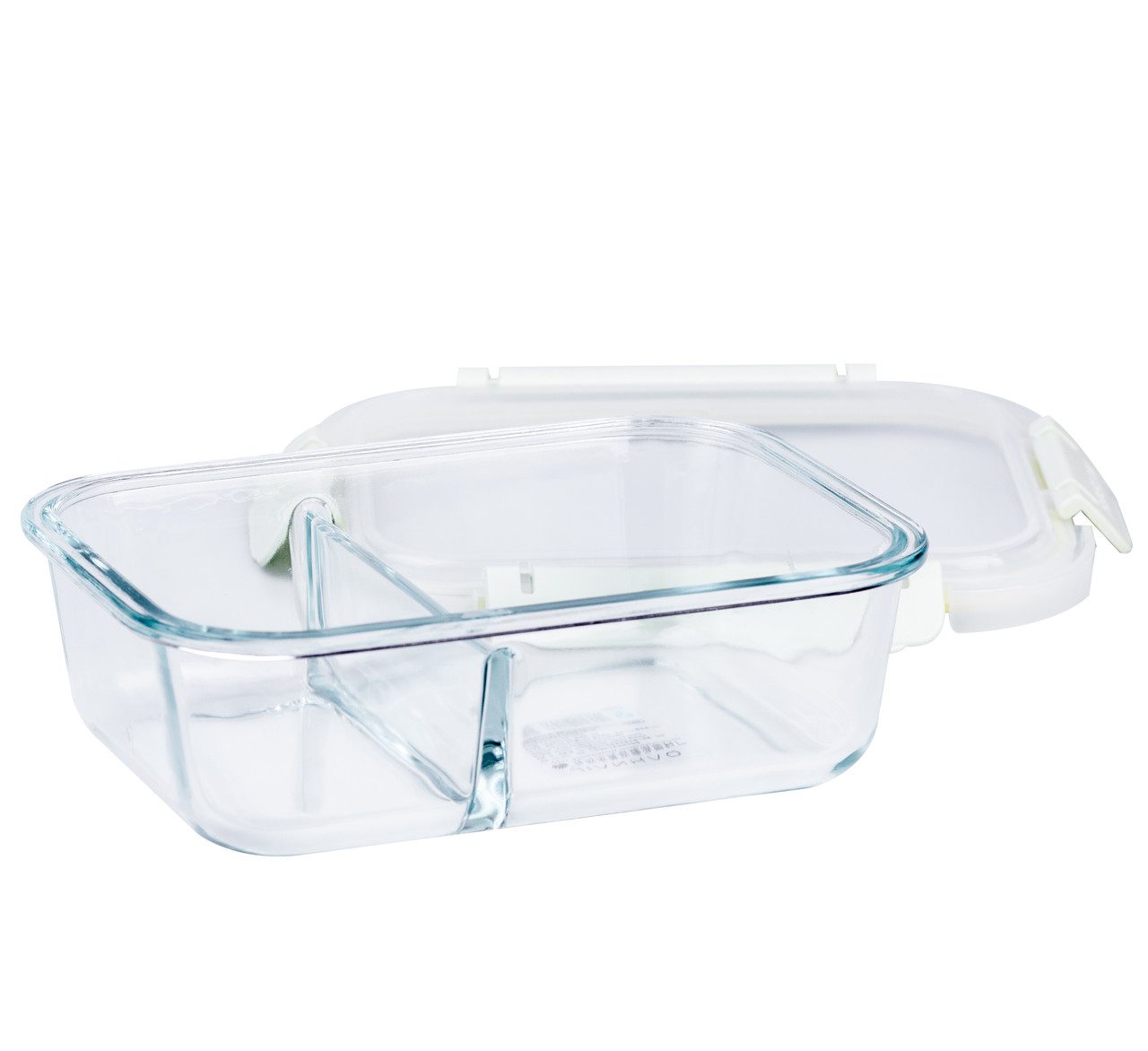Контейнер для їжі скляний прямокутний 2 відділення на 1 літр герметичний ланч бокс_HP3104GR_Milantium_3
